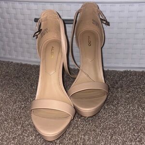 ALDO Beige Ankle Strap Heels